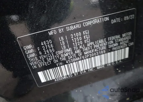 2023 Subaru Legacy Premium z USA, uszkodzony, nr VIN 4S3BWAF62P3003189